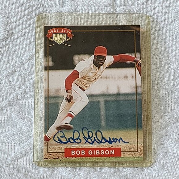 Bob Gibson Autographed 1994 Nabisco All-Star Legends Baseball Trading Card w/COA - Picture 1 of 3